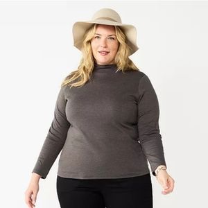 Croft & Barrow® Essential Mockneck Top, Gray, Plus Size 4X